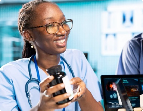 Healthcare professional with medication